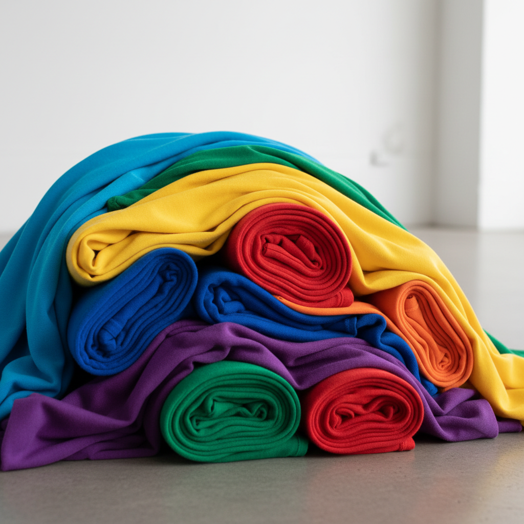 Trikotāžas audums — elastīgs trikotāžas materiāls dažādās krāsās